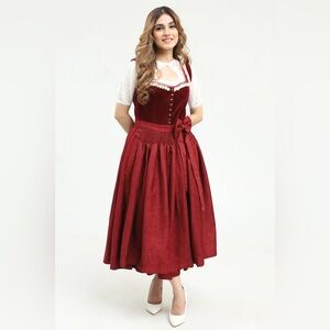 Rich Maroon Dirndl Stunning German Traditional Dress